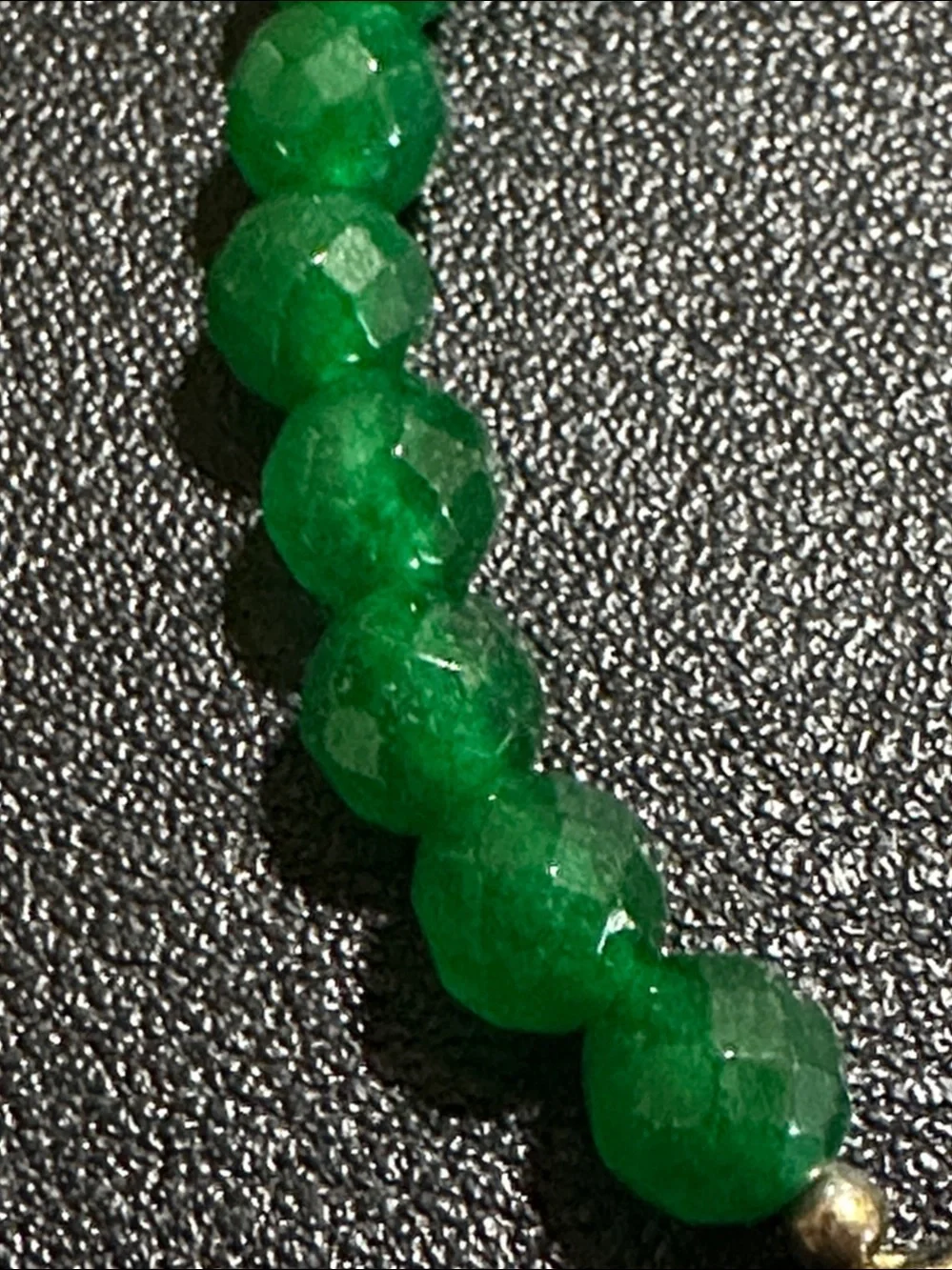 6mm Faceted Green Gemstone Evil Eye Protection Stretch Bracelet Gold-Tone